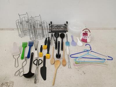 Assorted Household Kitchen Utensils & Accessories Lot (~30 Pieces, Mixed Materials, Used)