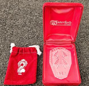 Waterford Crystal 1987 Annual Christmas Ornament Four Calling Birds w/Box & Velvet Bag