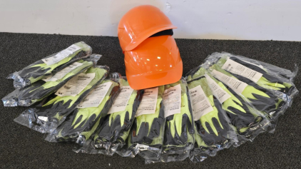 GUYISA GJ3031-XL Gloves (12 Pairs) & 2 Orange Hard Hats - XL Size, High-Visibility PPE
