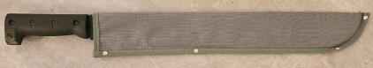 18" Carbon Steel Machete With Black Handle And Olive Drab Canvas Sheath, Military Style