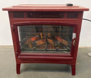 Twin-Star Freestanding Electric Stove Heater, 1500W, Red, With Remote, 400 Sq Ft Coverage