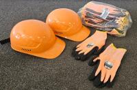 Radians AXIS RWG559L Large Cut Level A6 Gloves (12 Pairs), Ridgeline Orange Bump Caps (2) Set