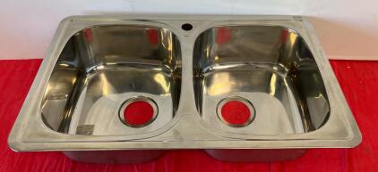 33" Double Bowl Drop-In Stainless Steel Kitchen Sink, 14x16x8.5" Bowls, 1 Faucet Hole