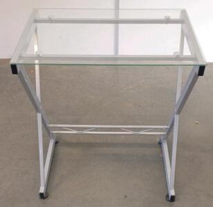 Glass-Top Computer Desk With X-Frame