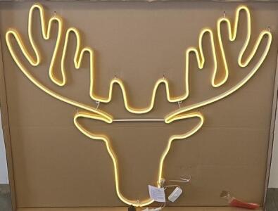 Large LED Neon Deer Head Wall Light, Warm White, Wall Plug, 36"x27", Mounting Included