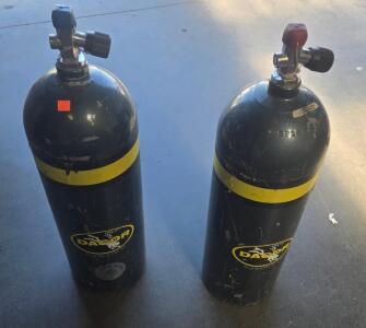 Dacor Luxfer Aluminum 80 SCUBA Tanks, 3000 Psi, DOT-3AL, Black/Yellow With Valves, SN: US2103