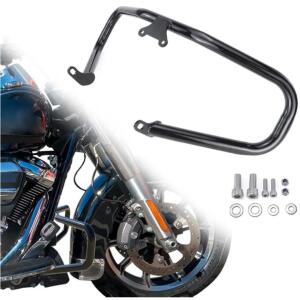 Black Steel Engine Guard Crash Bar For Harley Touring 1.27" Tube, Hardware Included, Fits 2017-2023
