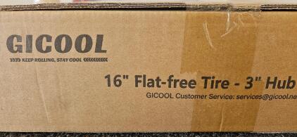 GICOOL 16" Flat-Free Tire & Wheel Assembly, 4.80/4.00-8, 5/8" & 3/4" Bore, 300 Lbs Capacity