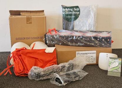 Mixed Lot: Outdoor Seat Cushions, Bedding Set, Tablet Stand, HEPA 550 Filter, Herb Cutter & More (Q)