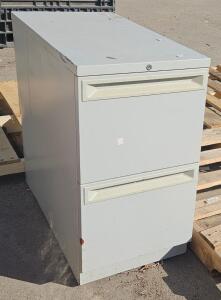 2-Drawer Steel Filing Cabinet, 15"x28"x28", Lockable, Suspension Rails, Rolling, Light Gray