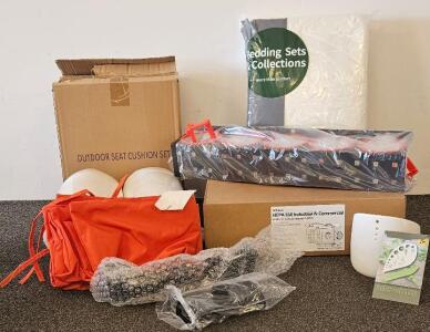 Mixed Lot: Outdoor Seat Cushions, Bedding Set, Tablet Stand, HEPA 550 Filter, Herb Cutter & More (Q)