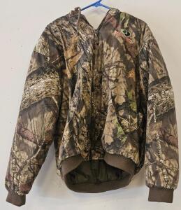 Mossy Oak Hooded Camo Jacket XL, Style 2276, MOCTRY Pattern, Zip Front, Insulated
