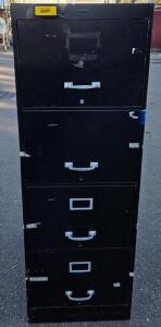 4-Drawer Metal Vertical Filing Cabinet, Black, Locking, Asset Tag 3167, Heavy Wear