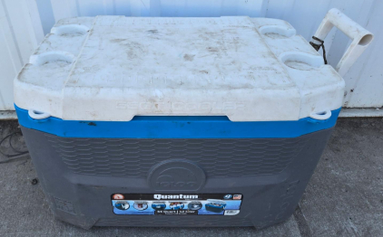 Igloo Quantum 55 Quart Wheeled Cooler, Blue/Gray, Cup Holders, Drain Plug, Ruler, Handles