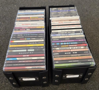 50 CD Music Collection w/ Storage, Pop & Rock Hits: Aerosmith, Celine Dion, Bee Gees, Billy Joel