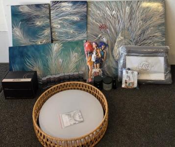 Bh Thomas BH17010MA Flush Mount Ceiling Light, 16" Rattan Edge, Selectable LED CCT, Peacock Wall Decor, Huntrix!!!!! Dolls, Glitter Stick, Door Handle With Hardware