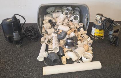 Simer Geyser II 2305 Utility Pump, Submersible Pump, 100+ PVC Fittings, Bin, Larger Pump Does Not Function The Two Other Electronic Devices Are Functioning.