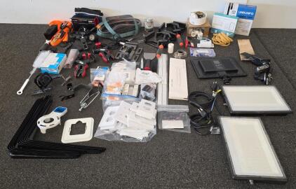 Mixed Lot Of Electrical, Lighting, And Workshop Tools & Components The lights Are Functioning And Very Bright