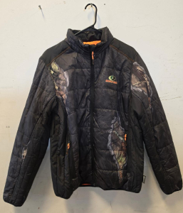 Mossy Oak Insulated Camo Hunting Jacket, Black/Break-Up Pattern, Men's, Full Zip, Size Not Specified