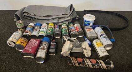 Workshop Supply Lot: Paint & Lubricant Aerosols, 3M Respirator, Tarp, Adhesives, Automotive Items (S)
