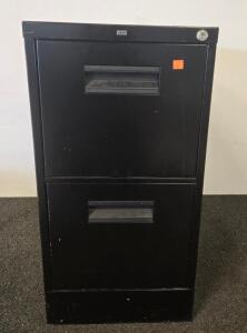 Hirsh 2-Drawer Black Vertical Metal Filing Cabinet With Lock, Hanging File Rails, 28"x15"x22"