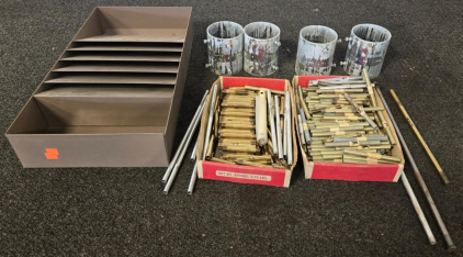 Assorted Lot Of 140 Threaded Rods (Brass, Steel) With 4 Heavy-Duty Couplers & Organizer Tray