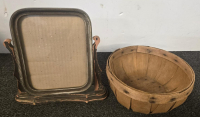Rustic Basket Decor Lot&mdash;Wooden Bread Box, Heart Baskets, Wicker Vase, Lamp, And More (R) - 5