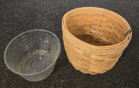 Rustic Basket Decor Lot&mdash;Wooden Bread Box, Heart Baskets, Wicker Vase, Lamp, And More (R) - 6