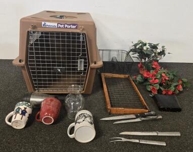 Petmate Pet Porter Medium Kennel 28"x21" Brown Plastic Crate, Metal Door, Airline Approved (R)