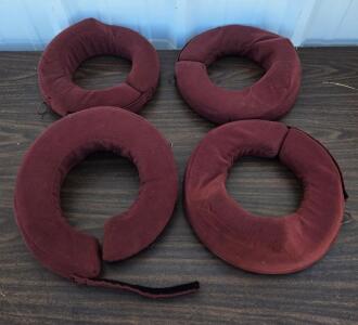 Set Of 4 Maroon Padded Veterinary Donut Collars, Medium/Large, Zipper & Velcro Closures