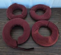 Set Of 4 Maroon Padded Veterinary Donut Collars, Medium/Large, Zipper & Velcro Closures