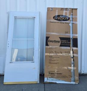 Larson Mid-View Storm Door, 36"x80", White, Aluminum, Retractable Screen (Side Of Conex 5)