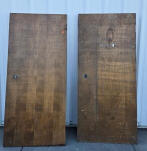 Solid Wood Flush Interior Doors, Medium Brown, Pre-Cut For Handle, 80"x36" (Set of Two) (Side Of Conex 5)