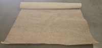 Large Beige Textured Cut Pile Carpet Remnant, Section, Polyester/Nylon - 3