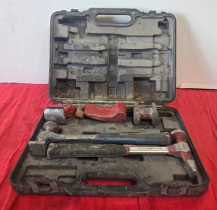 Maddox Body Hammer & Dolly Set, 6-Piece, Steel, Fiberglass Handles, Hard Carry Case