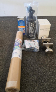 Mixed Lot: Sovereign Silver, Manual Massager, Boat Juice Cleaner, Mop Soap, Wallpaper & Door Knob