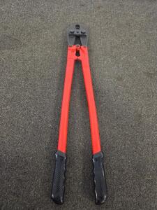 30" Heavy Duty Bolt Cutter with Multi-Size Jaw Grooves, Red Handles, Black Grips