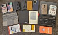 Mixed Lot: Kindle 2 e-Reader, CHESONA & Logitech Tablet Keyboards, OtterBox Cases, Screen Protectors