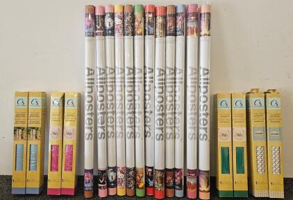 Lot of 8 Crafter's Square Vinyl Rolls & 12 Allposters Movie/Anime/Game Posters, New/Sealed