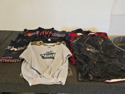 Assorted Adult Clothing Lot: Mack, Realtree, Sport-Tek, Graphic Tees, Sweatshirts, Jackets, 11 Pieces
