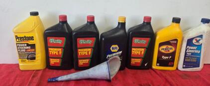 Auto Fluids Lot: 6 Qt Type F ATF (O'Reilly, NAPA, Pennzoil), 2 Power Steering (Prestone, Valvoline)