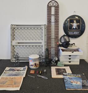 Vintage Military & Household Collectibles: U.S. Army Plaque, Gas Mask, 9/11 Newspaper, 1979 Constitution Poster