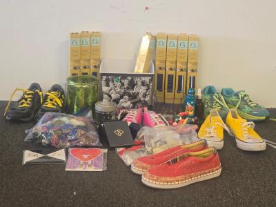 Mixed Lot: 5 Pairs Shoes, 8 Crafter&rsquo;s Square Vinyl Rolls, Greeting Cards & Household Accessories