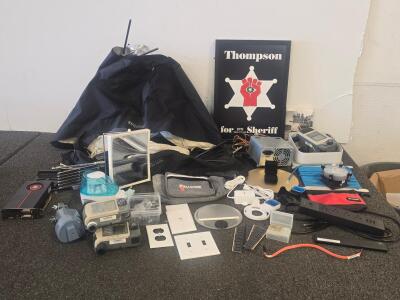 Large Assorted Electronics & Computer Parts Lot + 1970 Thompson for Sheriff Campaign Poster