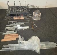 Mixed Lot: Brass Lamp, Ford Mustang Model, Metal Hardware, Wire Racks, Tools, Propane, Decor - 2