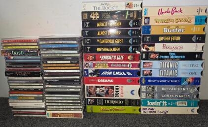 Large Lot of Mixed VHS Tapes & Music CDs, Star Wars, Titanic, Garbage, Irish Collection