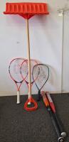 Louisville Slugger & Easton Bats, Badminton Rackets, Crab Rings, Snow Shovel, Toolbox Lot - 2