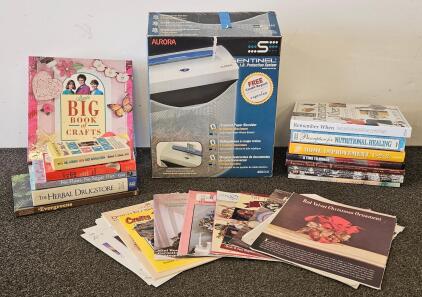 Aurora Sentinel AS602MX Shredder (tested, works), Mixed Lot of 14 Books & 12 Craft Magazines, Home & Health