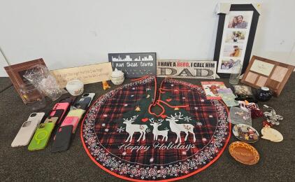 Large Assorted Lot: Holiday Decor, OtterBox Phone Cases, Beswick Winnie the Pooh, Frames, Crafts