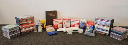 Large Lot: ~27 Family & Holiday DVDs, ~24 Music CDs, Medical Supplies, Nurse Figurines